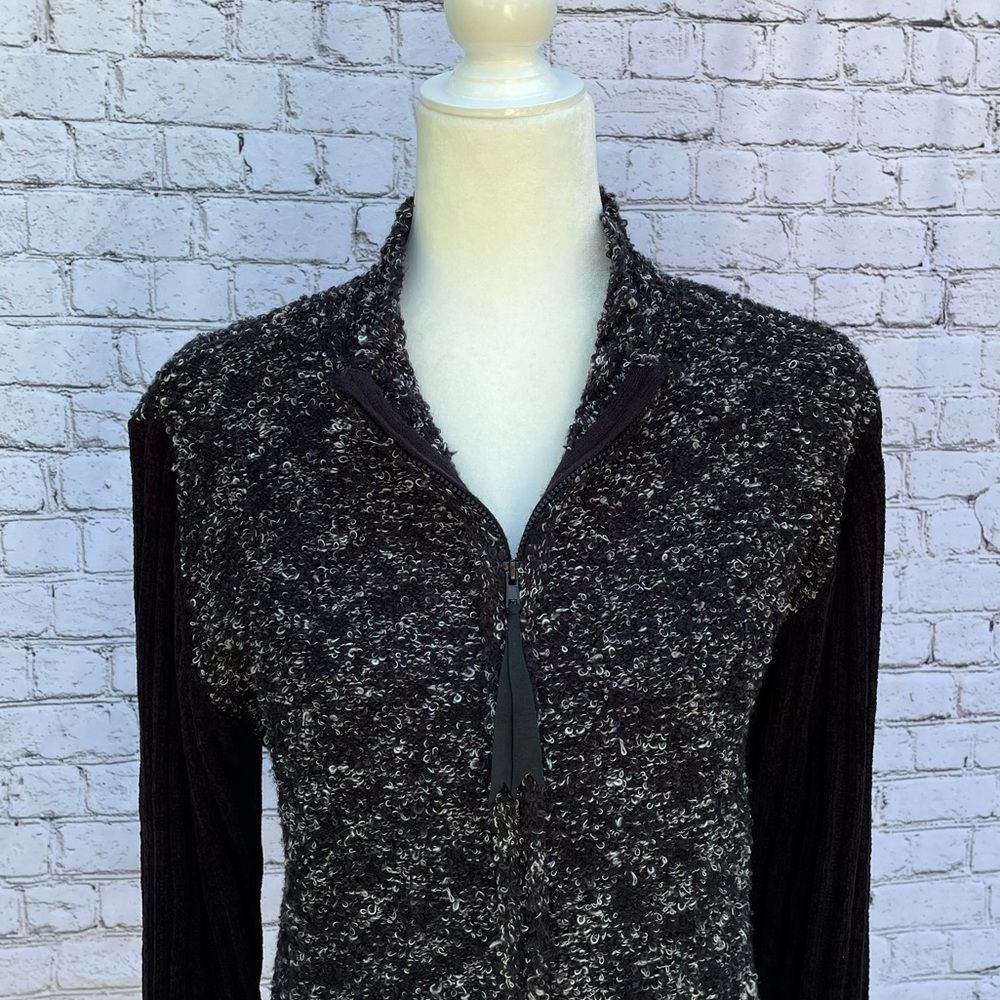 Coldwater Creek Black & White Soft Cardigan Zip Up Sweater